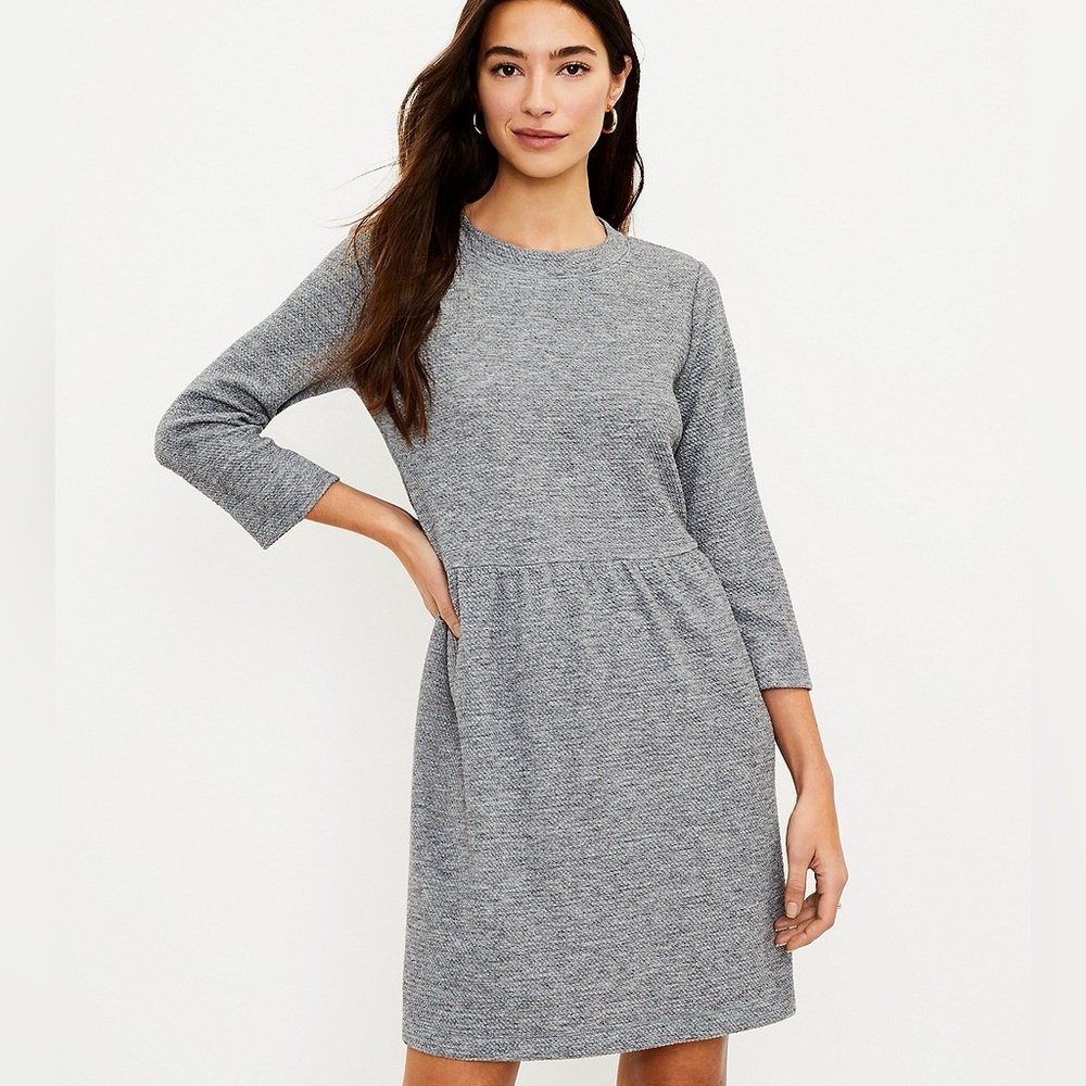 LOFT Textured Knit 3/4 Sleeve Dress - Picture 1 of 8